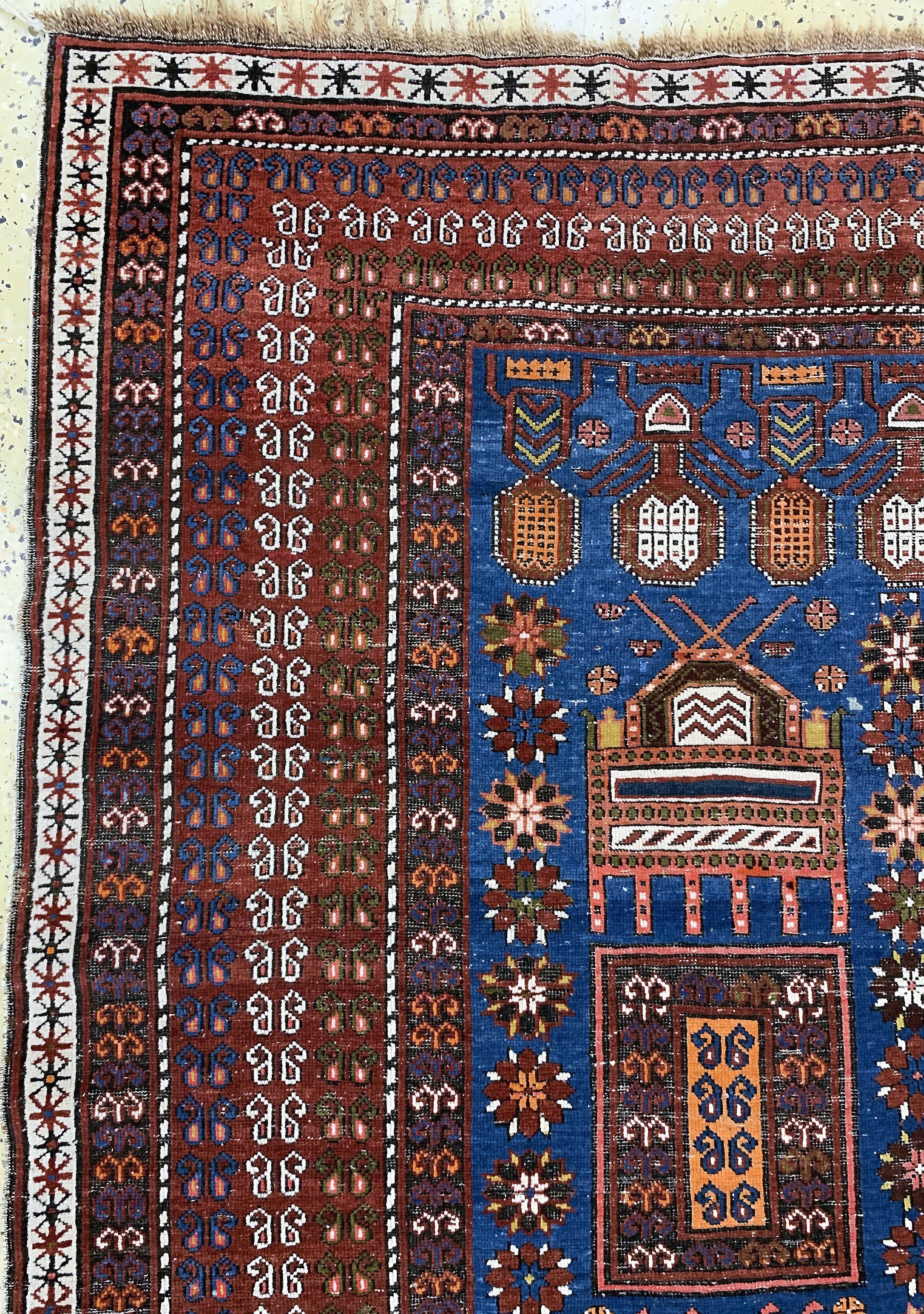 Detail c: "Tachte"Schirwan antik, Kaukasus, um 1900, Wolle auf Wolle, ca. 280 x 160 cm, EHZ: 3