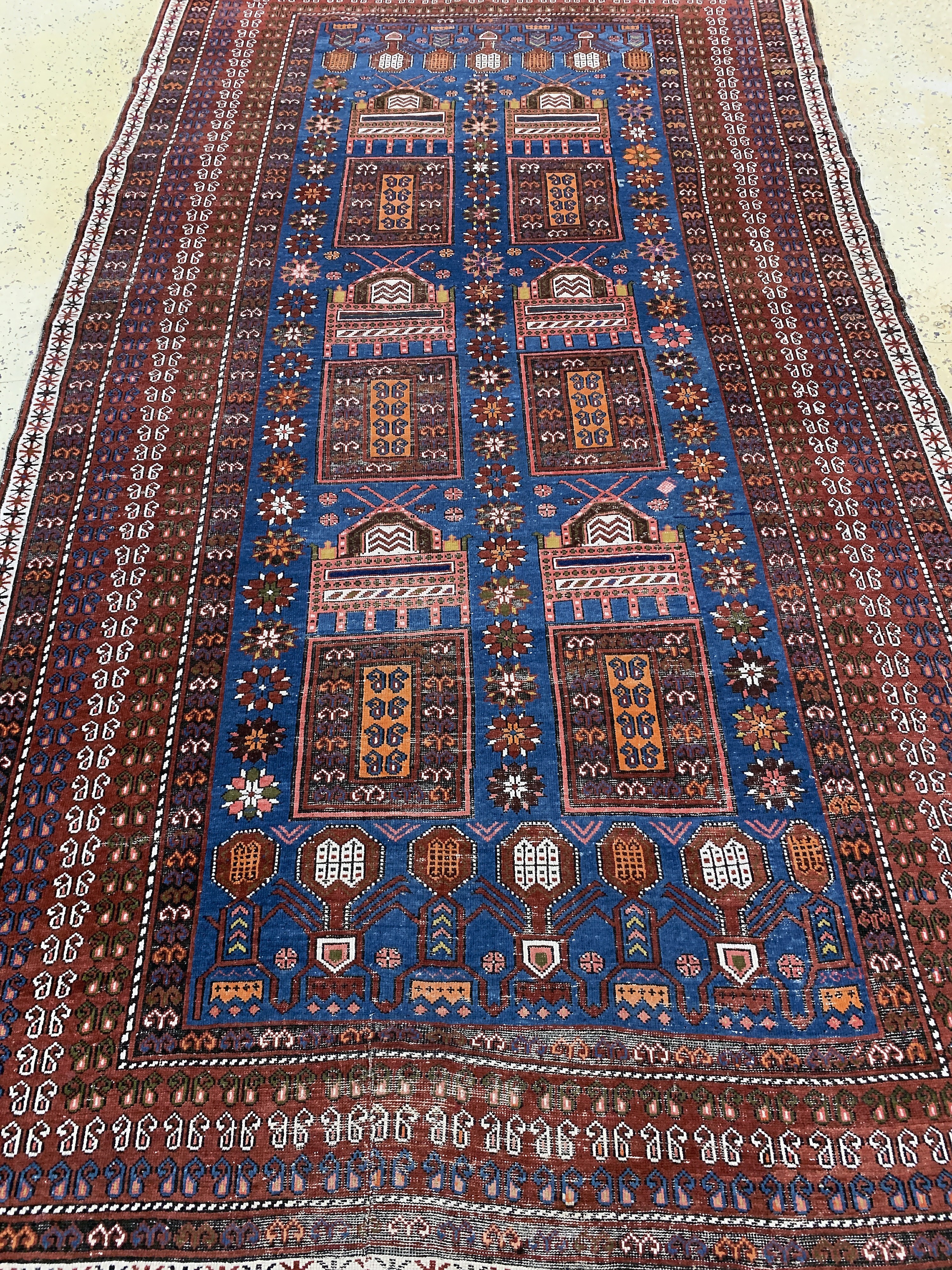 Detail f: "Tachte"Schirwan antik, Kaukasus, um 1900, Wolle auf Wolle, ca. 280 x 160 cm, EHZ: 3