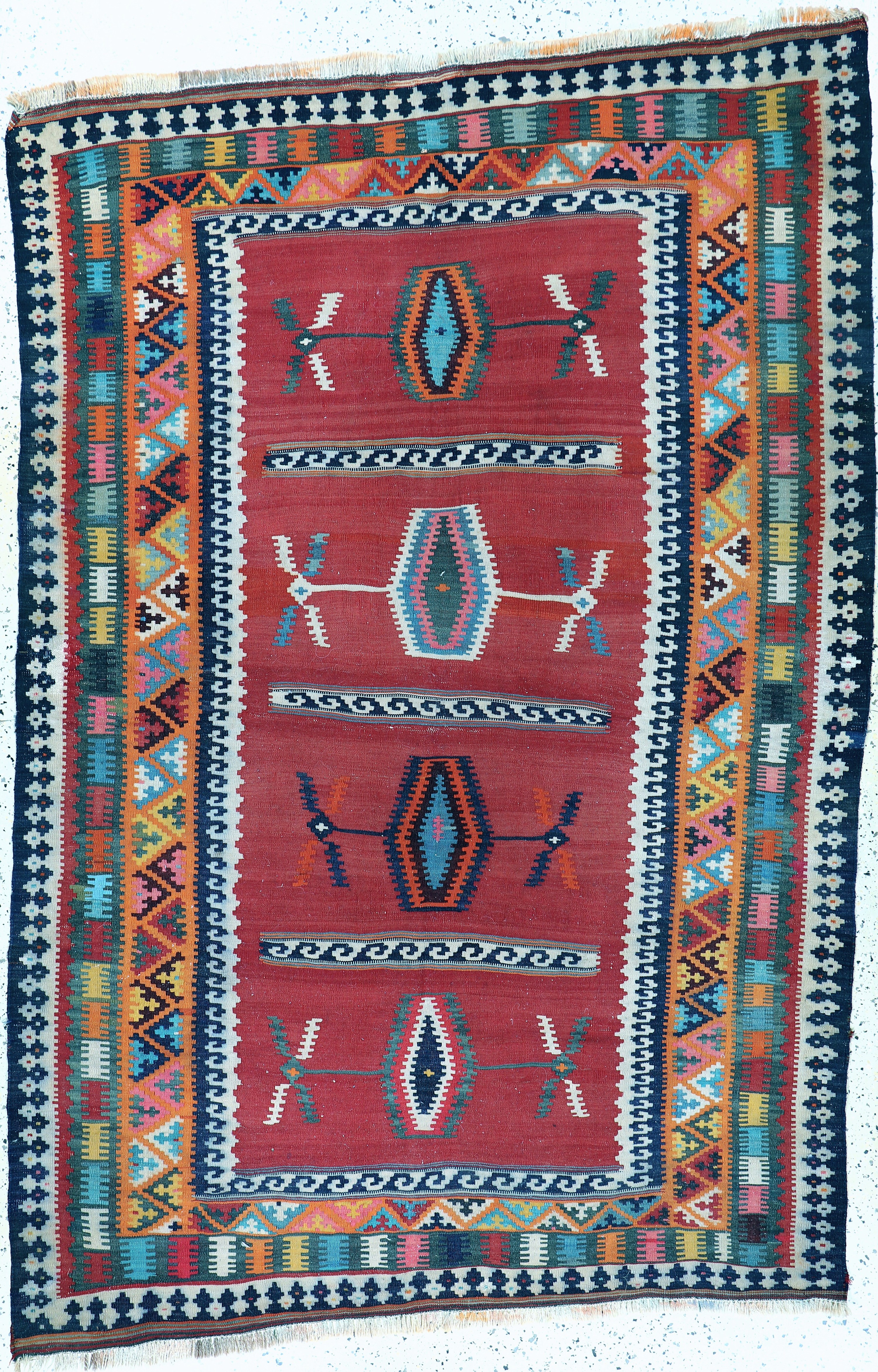 Image 27132812 - Ghaschgai Kelim, Persien, Anfang 20.Jhd, Wolle auf Wolle, ca. 233 x 160 cm, verfärbt, ...