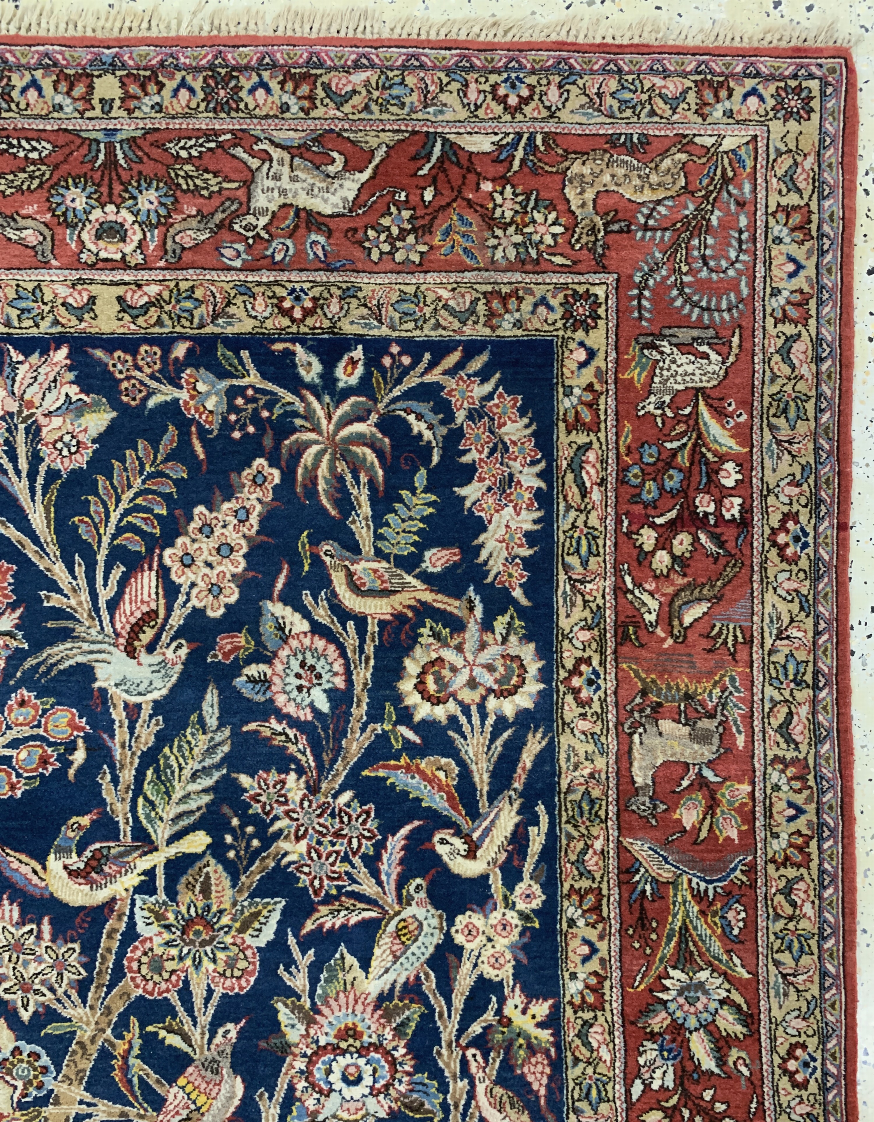 Detail d: Ghom Kork, Persien, Mitte 20.Jhd, Korkwolleauf Baumwolle, ca. 212 x 144 cm, EHZ: 2