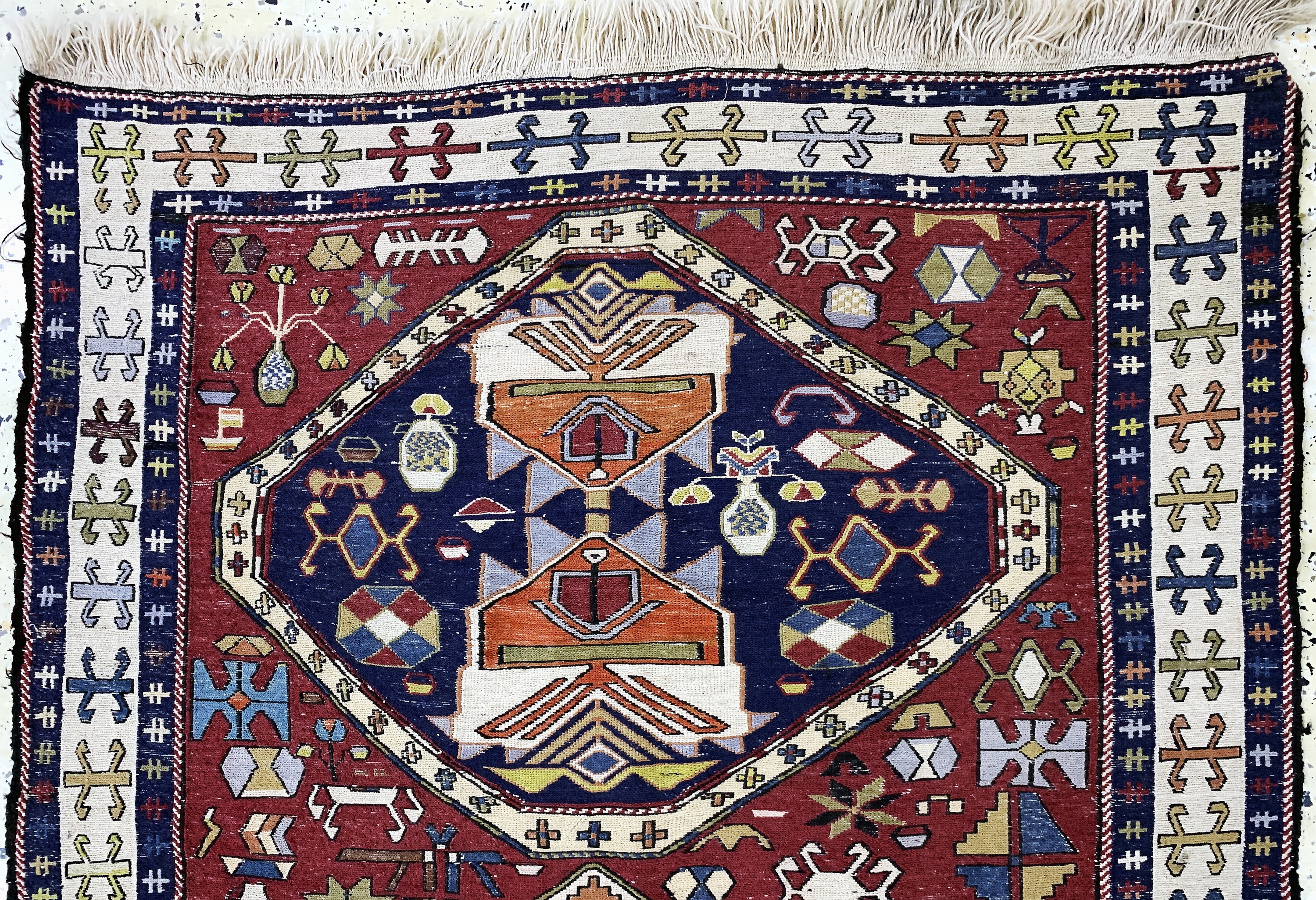Detail a: Sumakh, Azerbaijan, Mitte 20.Jhd, Wolle aufWolle, ca. 185 x 112 cm, EHZ: 2