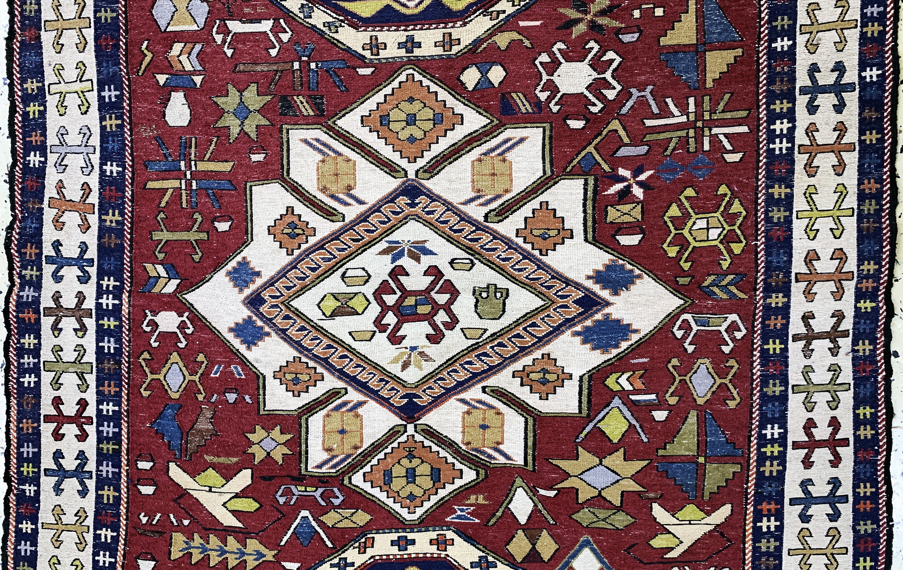 Detail b: Sumakh, Azerbaijan, Mitte 20.Jhd, Wolle aufWolle, ca. 185 x 112 cm, EHZ: 2