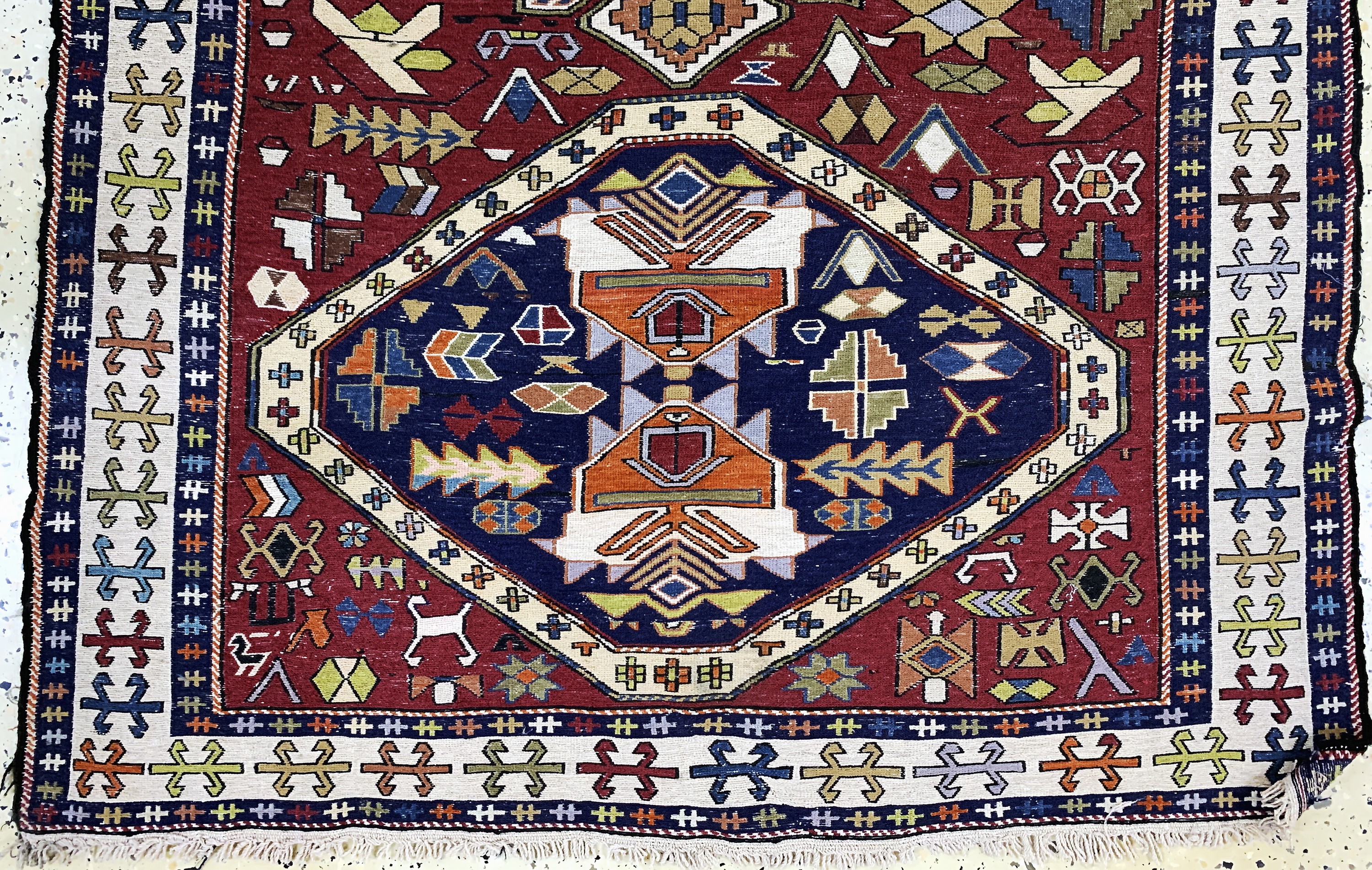 Detail c: Sumakh, Azerbaijan, Mitte 20.Jhd, Wolle aufWolle, ca. 185 x 112 cm, EHZ: 2