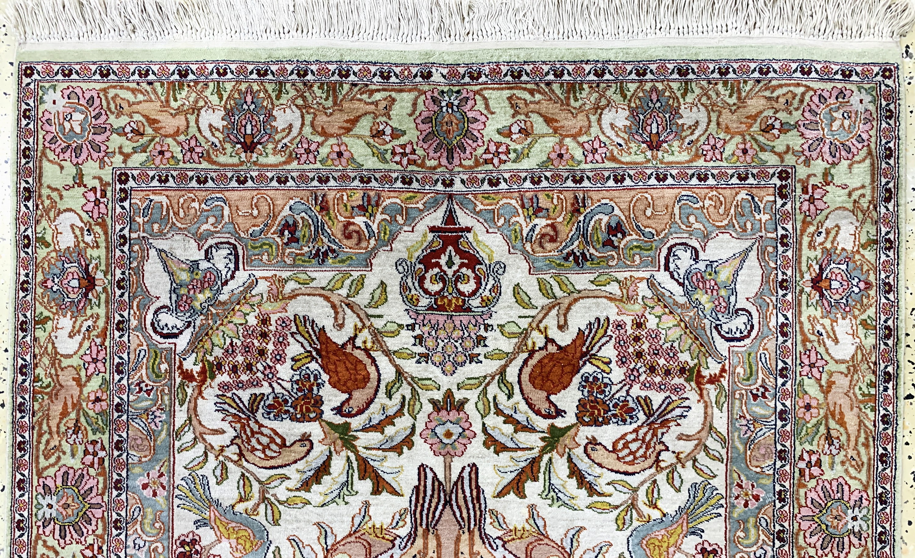 Detail a: Seiden Täbriz, Ägypten, Ende 20.Jhd, reine Naturseide, ca. 165 x 107 cm, EHZ: 2-3