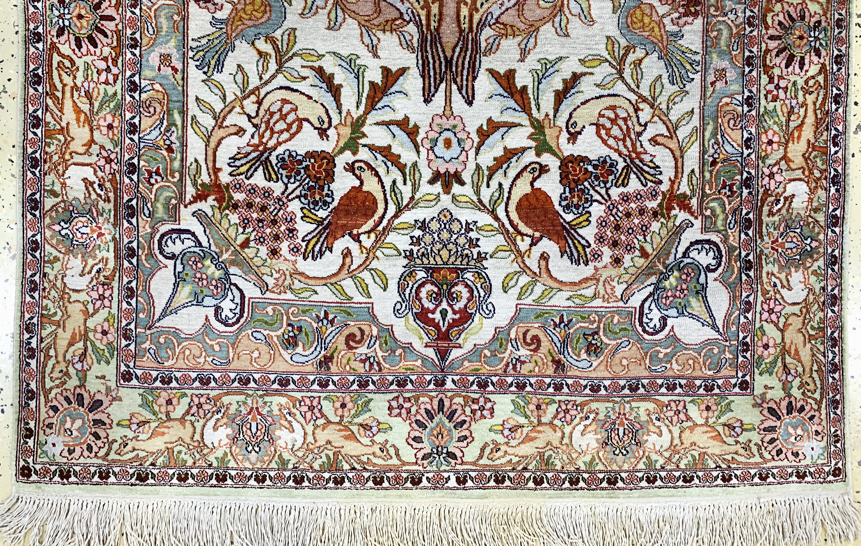 Detail b: Seiden Täbriz, Ägypten, Ende 20.Jhd, reine Naturseide, ca. 165 x 107 cm, EHZ: 2-3