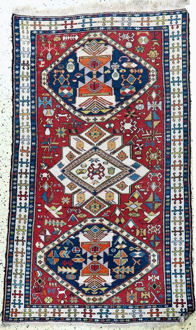 Image Sumakh, Azerbaijan, mid-20th century, wool on wool, approx. 185 x 112 cm, condition: 2. ...