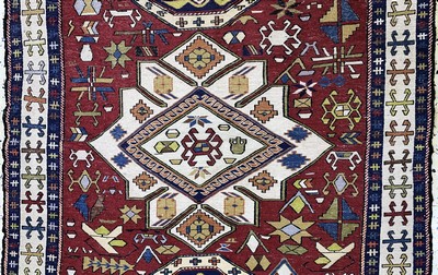27132823b - Sumakh, Azerbaijan, Mitte 20.Jhd, Wolle aufWolle, ca. 185 x 112 cm, EHZ: 2 ...