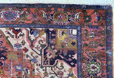 27132887f - Kars antik, Türkei, um 1900, Wolle auf Wolle, ca. 395 x 330 cm, EHZ: 3(restauriert) ...