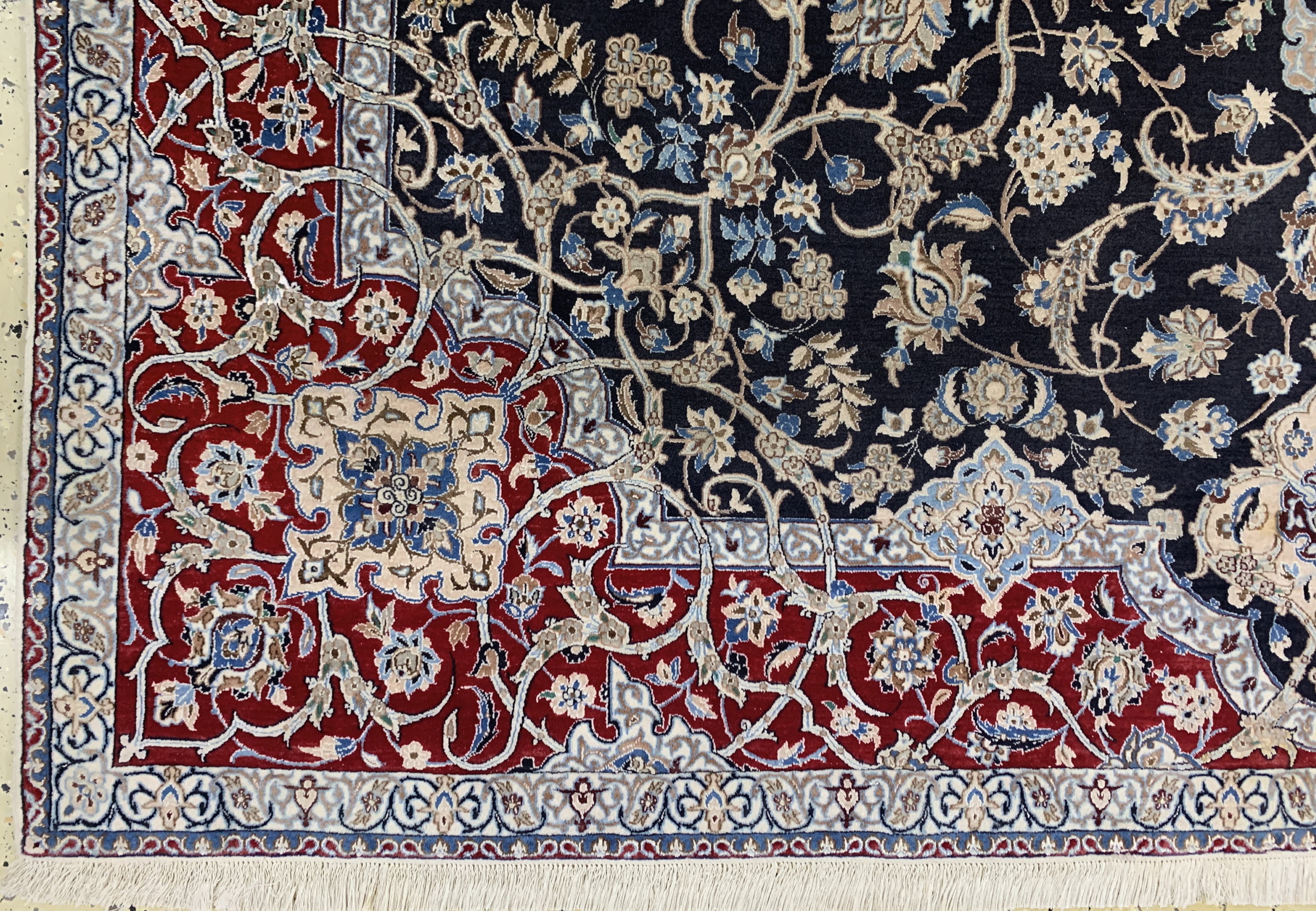 Detail b: Nain fein(6 La), Persien, Mitte 20.Jhd, Korkwolle mit Seide, ca. 225 x 225 cm, ca. 1,0Mio. Kn/qm, EHZ: 2