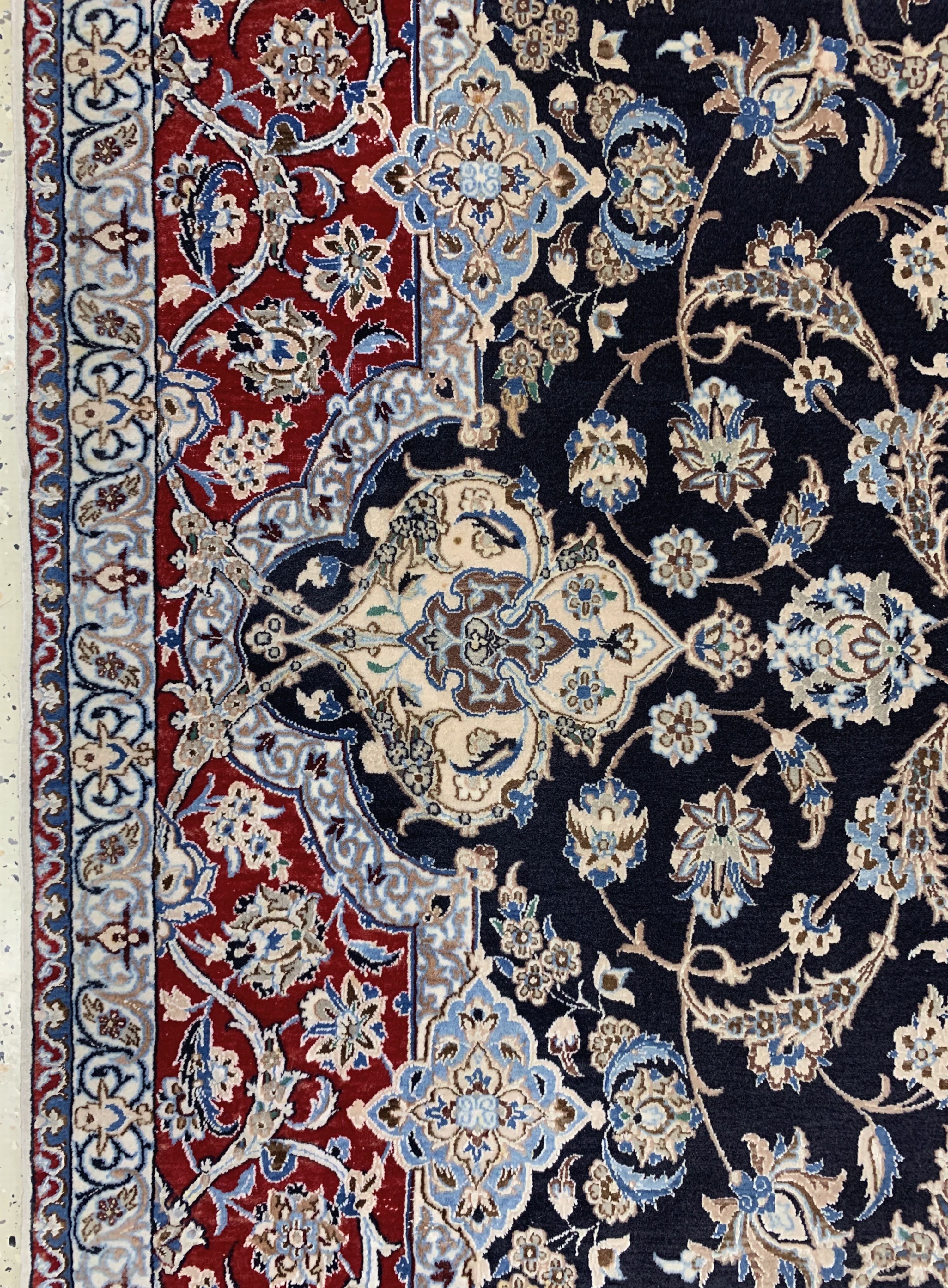 Detail c: Nain fein(6 La), Persien, Mitte 20.Jhd, Korkwolle mit Seide, ca. 225 x 225 cm, ca. 1,0Mio. Kn/qm, EHZ: 2