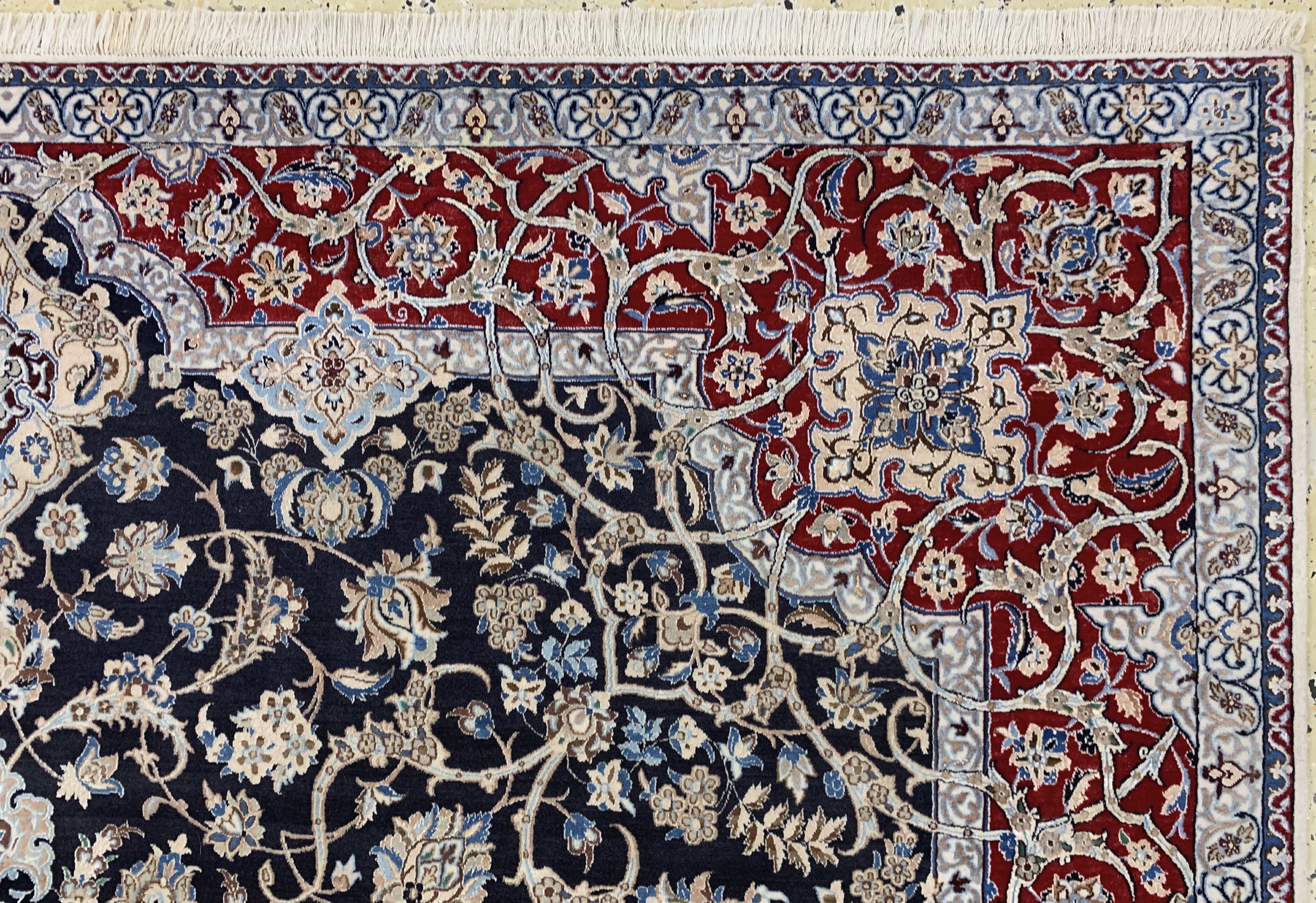 Detail f: Nain fein(6 La), Persien, Mitte 20.Jhd, Korkwolle mit Seide, ca. 225 x 225 cm, ca. 1,0Mio. Kn/qm, EHZ: 2