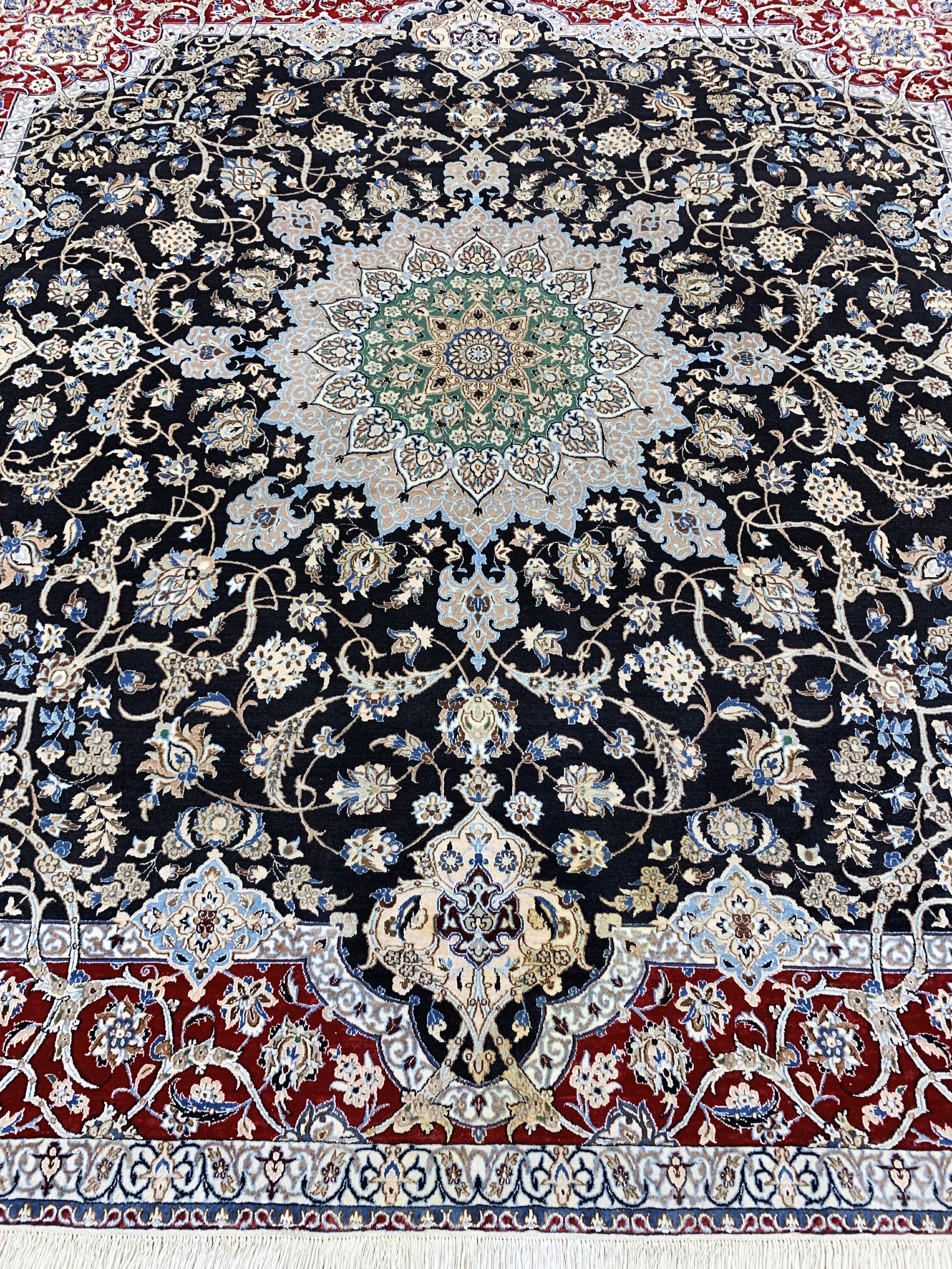 Detail h: Nain fein(6 La), Persien, Mitte 20.Jhd, Korkwolle mit Seide, ca. 225 x 225 cm, ca. 1,0Mio. Kn/qm, EHZ: 2