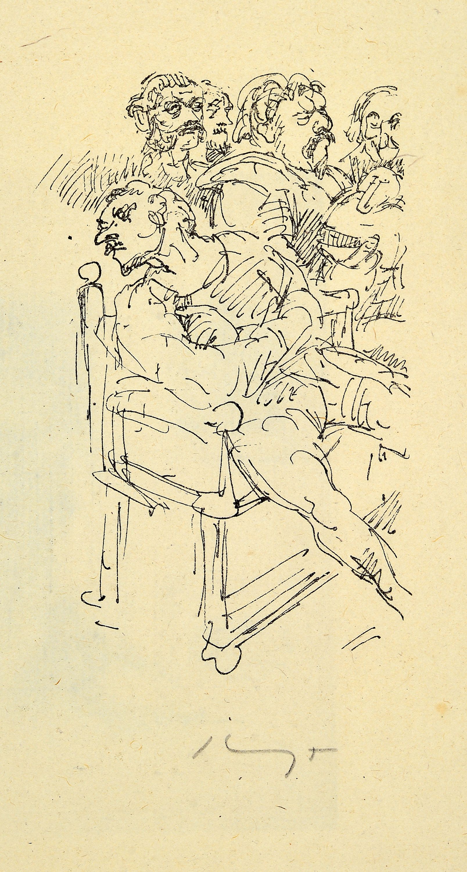 Image 27132972 - Max Slevogt, vier Grafiken, 2 x Don Quichotte: ´Die Zuhörer im Wirtshaus´, Cellini´ ...