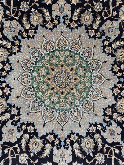 27132963d - Nain fein(6 La), Persien, Mitte 20.Jhd, Korkwolle mit Seide, ca. 225 x 225 cm, ca. ...