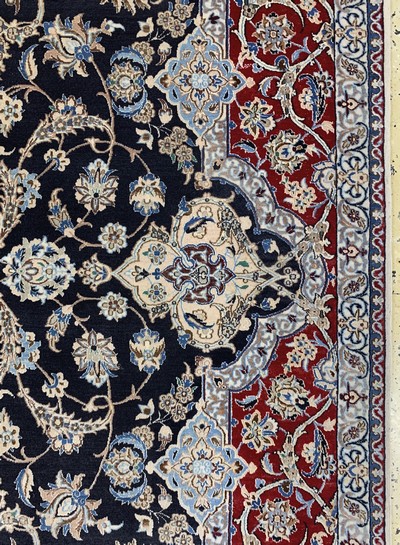 27132963e - Nain fein(6 La), Persien, Mitte 20.Jhd, Korkwolle mit Seide, ca. 225 x 225 cm, ca. ...