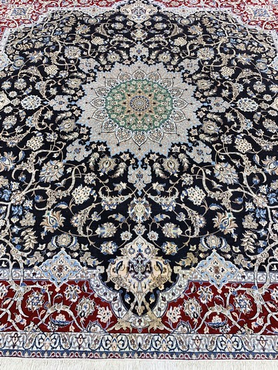 27132963h - Nain fein(6 La), Persien, Mitte 20.Jhd, Korkwolle mit Seide, ca. 225 x 225 cm, ca. ...