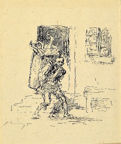 27132972a - Max Slevogt, vier Grafiken, 2 x Don Quichotte: ´Die Zuhörer im Wirtshaus´, Cellini´ ...