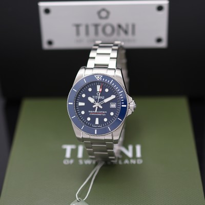 Image TITONI Seascoper chronometer unworn gents wristwatch reference 83300 S-BK-702, ...