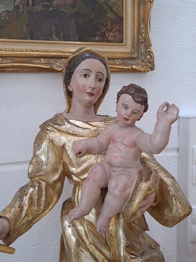 27133207b - Bildschnitzerei Muttergottes, ausgehendes 18 .Jh., vollplastisch geschnitzt, sekundäre ...