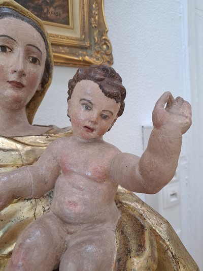 27133207d - Bildschnitzerei Muttergottes, ausgehendes 18 .Jh., vollplastisch geschnitzt, sekundäre ...
