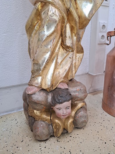 27133207k - Bildschnitzerei Muttergottes, ausgehendes 18 .Jh., vollplastisch geschnitzt, sekundäre ...