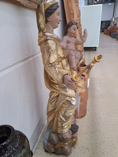 27133207l - Bildschnitzerei Muttergottes, ausgehendes 18 .Jh., vollplastisch geschnitzt, sekundäre ...