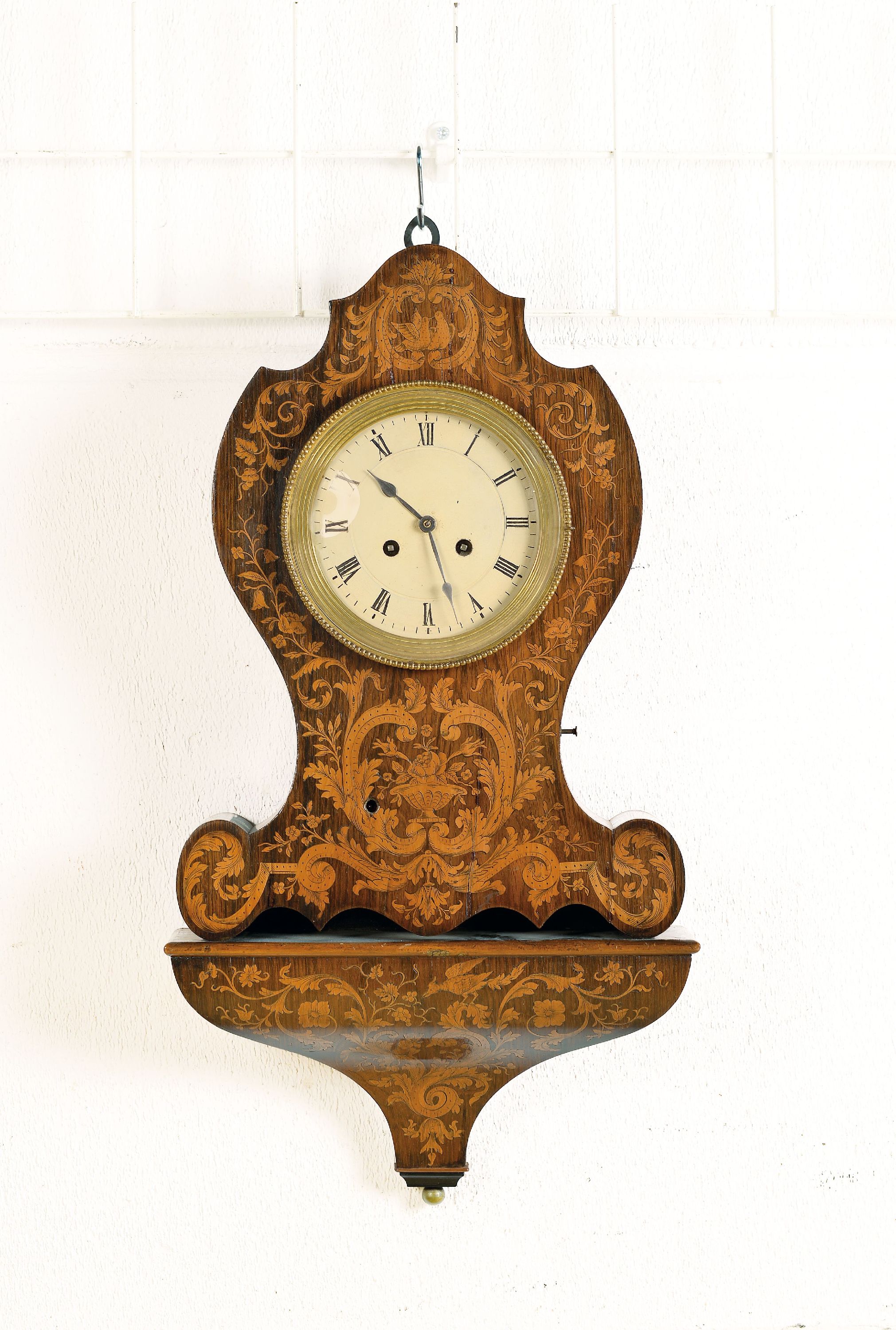 Image 27133327 - Wall clock with musical mechanism on a fixed console, France around 1860, front side ...