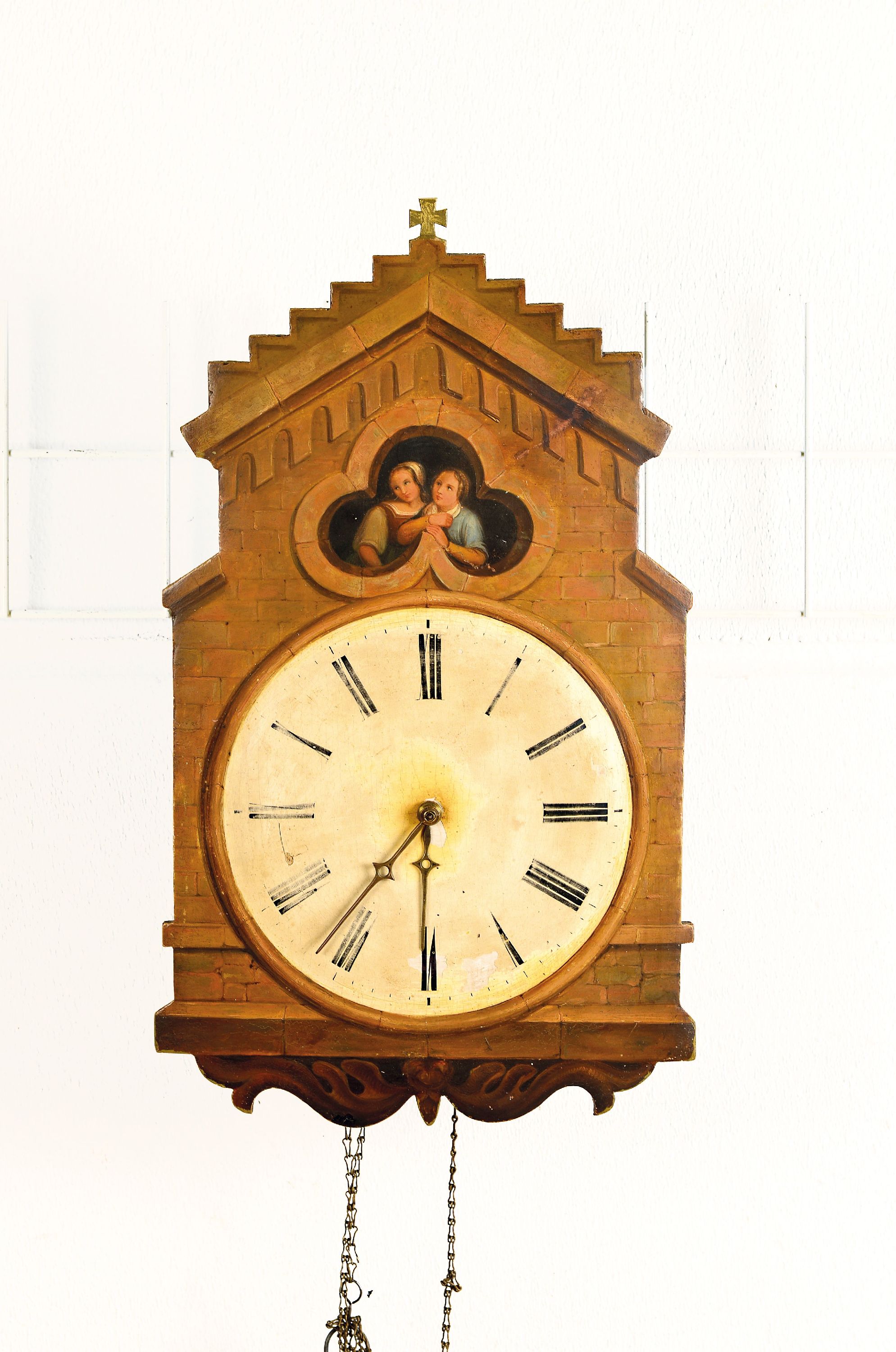Image 27133328 - Seltene Schwarzwalduhr, um 1850, Außergewöhnliches Zifferblatt mit erhabenem ...