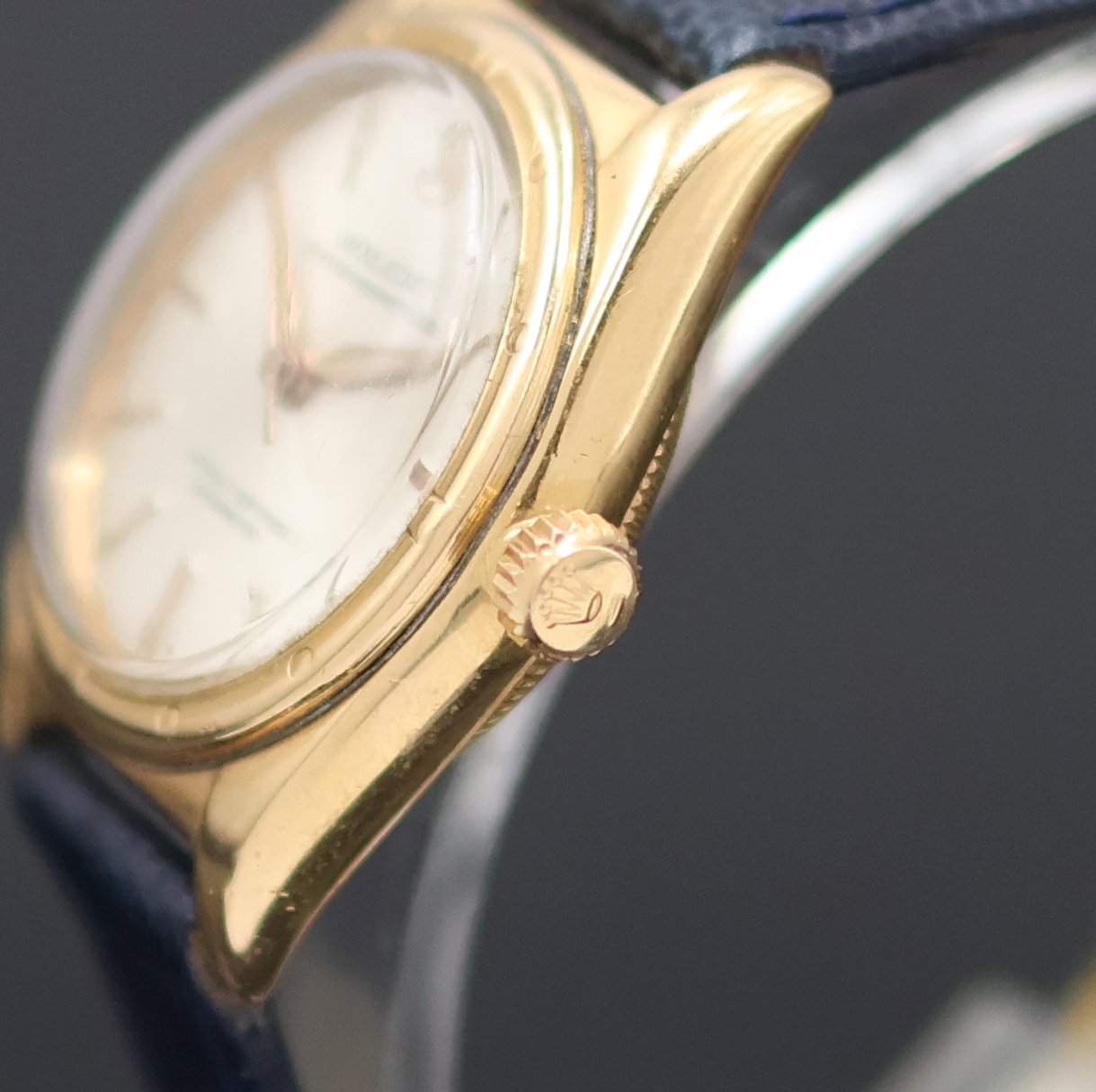 Detail c: ROLEX Bubble-Back Armbanduhr in RoseG 750/000 Referenz 3372, Schweiz um 1945, Automatik, Oystergeh. m. Index-Lünette, verschr. Boden, verschr. Krone ...