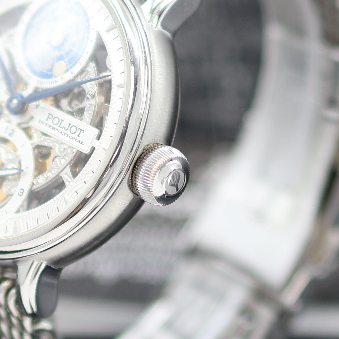 Detail c: POLJOT seltene, auf 300 Stück limitierte Armbanduhr Double Timer Globetrotter Referenz 9730.2940551, Handaufzug, Deutschland um 2021, beids. vergl. ...