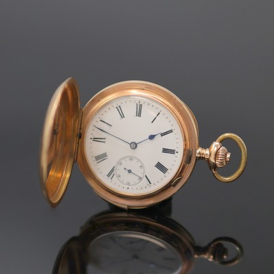 Image 14k pink gold hunting cased pocket-watch with 1/4 hour-repetition, Switzerland around ...