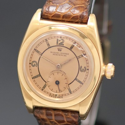 27133335a - ROLEX Bubble-Back Armbanduhr Referenz 4984 in RG 750/000, Schweiz um 1945, Automatik, ...