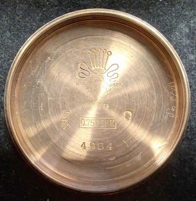 27133335g - ROLEX Bubble-Back Armbanduhr Referenz 4984 in RG 750/000, Schweiz um 1945, Automatik, ...