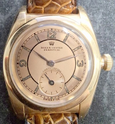 27133335i - ROLEX Bubble-Back Armbanduhr Referenz 4984 in RG 750/000, Schweiz um 1945, Automatik, ...