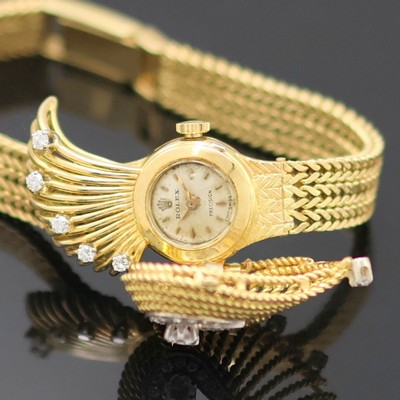 27133338c - BUCHERER / ROLEX ausgefallene Damenarmbanduhr mit Diamantbesatz in GG 750/000, Schweiz ...