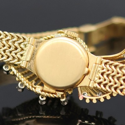 27133338f - BUCHERER / ROLEX ausgefallene Damenarmbanduhr mit Diamantbesatz in GG 750/000, Schweiz ...