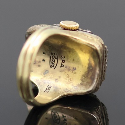 27133339d - ELAN Ringuhr in vergoldetem Silber mit Schmucksteinbesatz, Schweiz um 1945, Handaufzug, ...