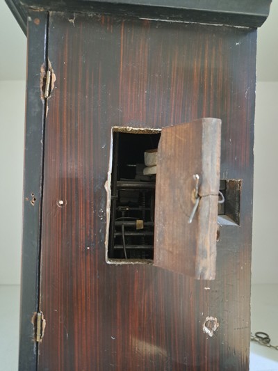27133359h - Schwarzwälder Augenwender mit Kuckuck, um 1880/90, Schwarz gefasstes Holzgehäuse mit ...
