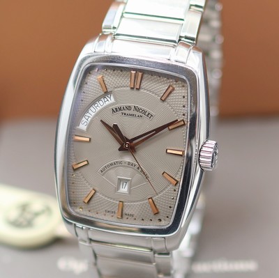 27133369a - ARMAND NICOLET Day & Date Armbanduhr Referenz 9630A-AG-M9630, Automatik, Schweiz um ...
