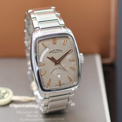 27133369b - ARMAND NICOLET Day & Date Armbanduhr Referenz 9630A-AG-M9630, Automatik, Schweiz um ...
