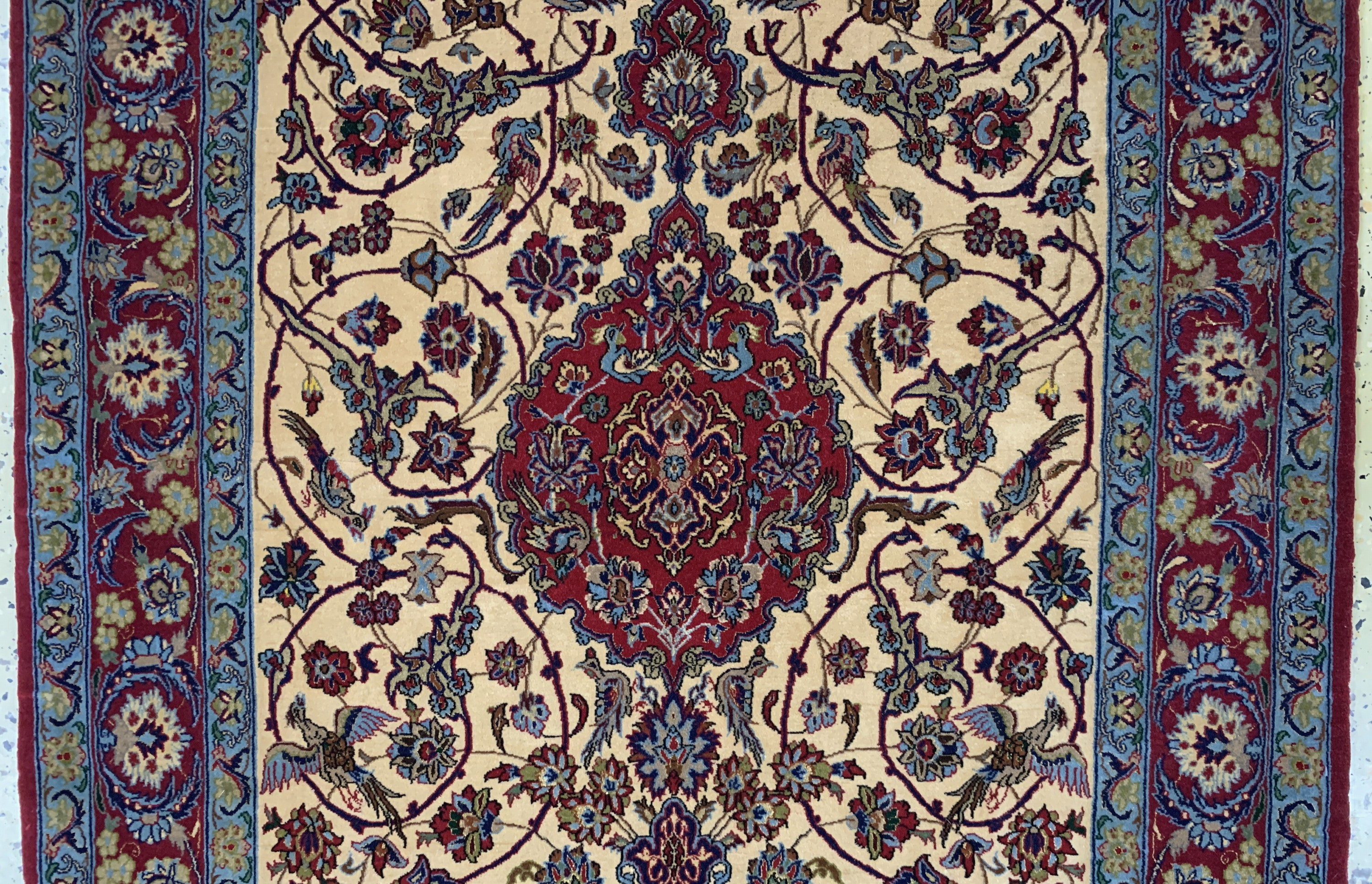 Detail b: Esfahan fein, Persien, Mitte 20.Jhd, Korkwolle mit und auf Seide, ca. 170 x 109 cm,EHZ: 1-2