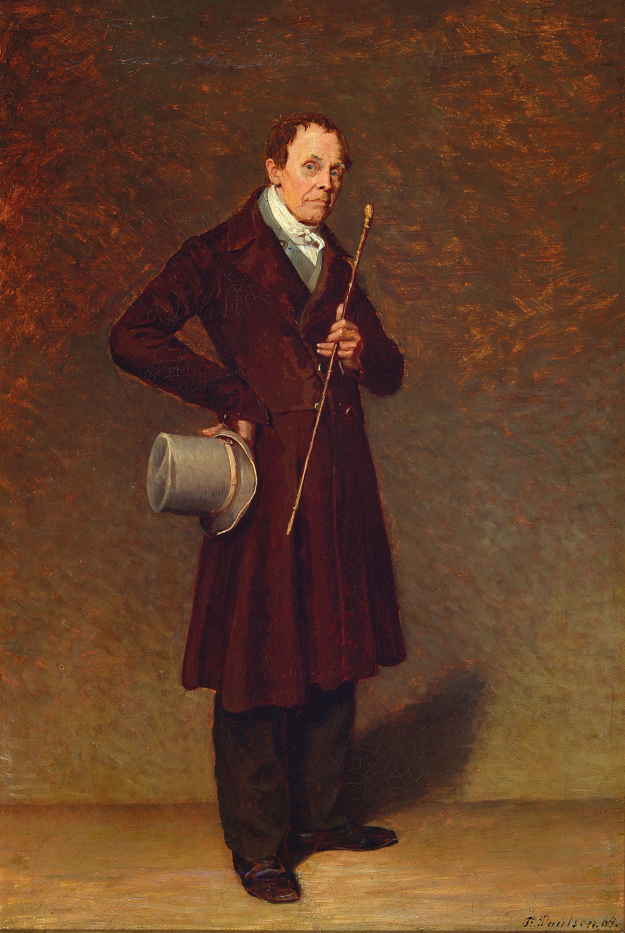 Image 27133580 - Fritz Paulsen, 1838 Schwerin-1898 Berlin, Ganzporträt eines Herren mit Zylinder und ...