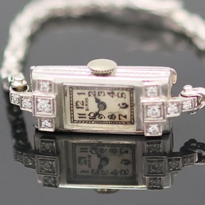 27133571a - BIRKS Art Deco Damenarmbanduhr mit Diamanten in WG 750/000, Schweiz um 1930, seitl. ...
