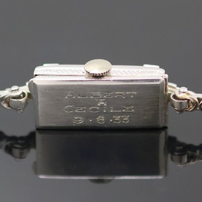27133571e - BIRKS Art Deco Damenarmbanduhr mit Diamanten in WG 750/000, Schweiz um 1930, seitl. ...