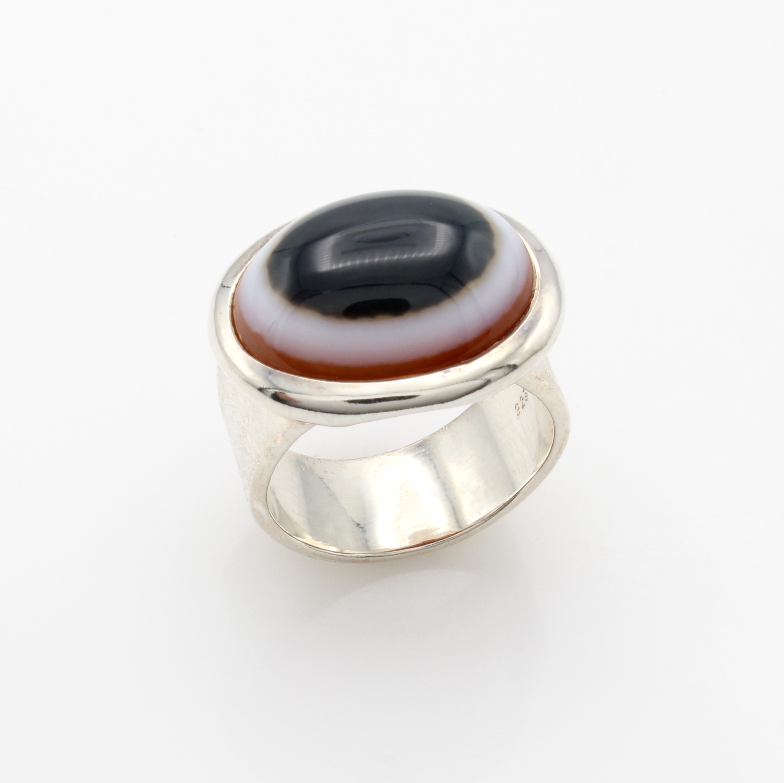 Image 27133862 - Ring mit Augenachat, 925er Silber, ovaler Achatcabochon, Ringschiene strichmatt., RW ...