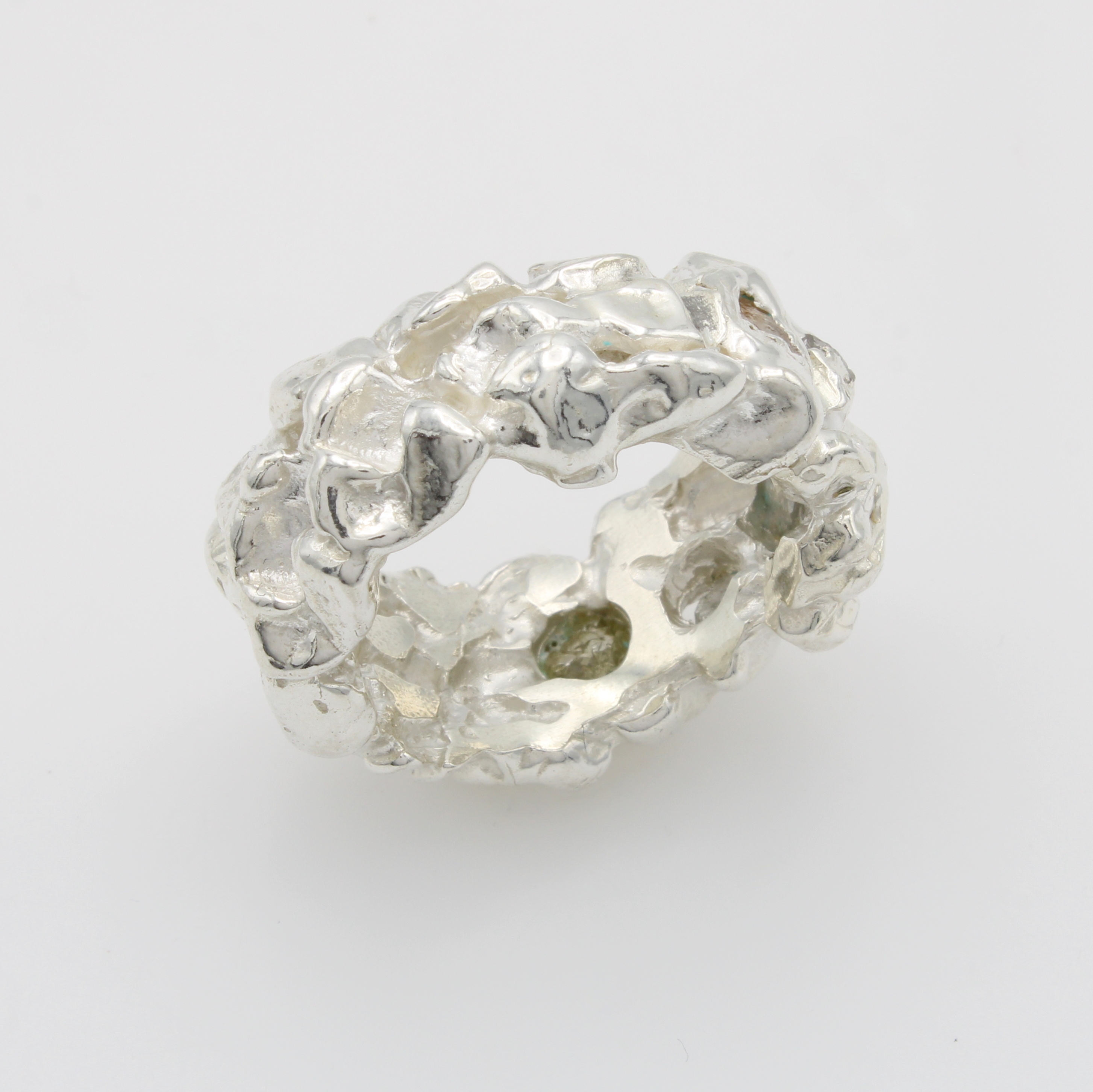 Image 27133898 - Ring mit Rohdiamanten, 925er Silber, unförmige Ringschiene m. eingefassten Rohdiamanten ...