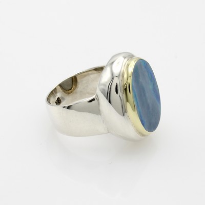 27133866a - Ring mit Opaldoublette, 925er Silber, ovale Form, RW ca. 57