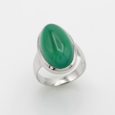 Image Ring mit Achat, 925er Silber, ovaler, grünerAchatcabochon, RW ca. 61