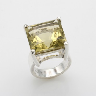 Image Ring mit Rauchquarz, 925er Silber, grünlich-brauner Rauchquarz im Carréeschliff, RW ...