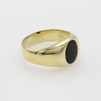 27133892a - Ring mit Onyx, 925er Silber verg., ovale Onyxscheibe, RW ca. 60